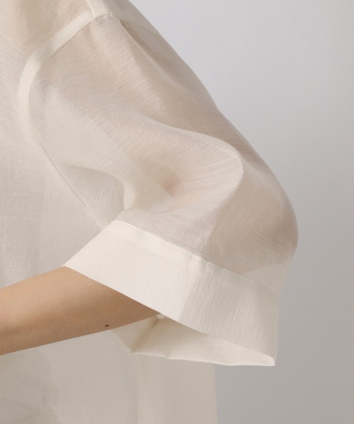 LOWRYS FARM（ローリーズファーム）の「オーガンジーショートシャツＳＳ　957500（シャツ/ブラウス・レディース・オフホワイト/ブラック/グリーン/レッド・FREE）」の11枚目の写真