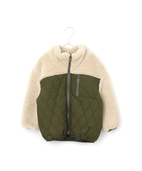 MAKE YOUR DAY（メイクユアデイ）の「ボアキルト切替ブルゾン■80～140cm（ブルゾン・キッズ・ブラウン/カーキ/ミント・90/100/80/120/110/130/140）」の2枚目の写真