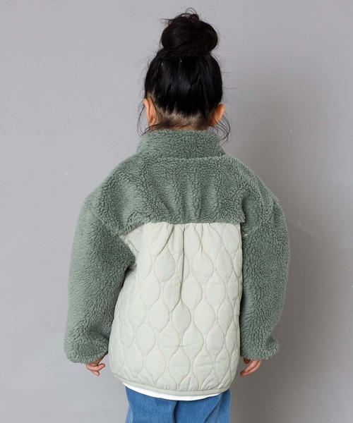 MAKE YOUR DAY（メイクユアデイ）の「ボアキルト切替ブルゾン■80～140cm（ブルゾン・キッズ・ブラウン/カーキ/ミント・90/100/80/120/110/130/140）」の5枚目の写真