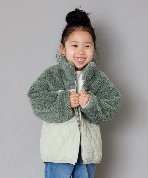 MAKE YOUR DAY（メイクユアデイ）の「ボアキルト切替ブルゾン■80～140cm（ブルゾン・キッズ・ブラウン/カーキ/ミント・90/100/80/120/110/130/140）」の17枚目の写真