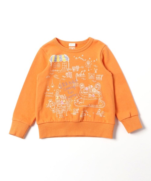 KP（ケーピー）の「【日本製】mimiちゃんオレンジレストランモチーフのトレーナー(100-130cm)（スウェット・キッズ・オレンジ/オートミール・110cm/100cm/120cm/130cm）」の2枚目の写真