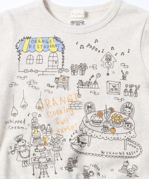 KP（ケーピー）の「【日本製】mimiちゃんオレンジレストランモチーフのトレーナー(100-130cm)（スウェット・キッズ・オレンジ/オートミール・110cm/100cm/120cm/130cm）」の3枚目の写真