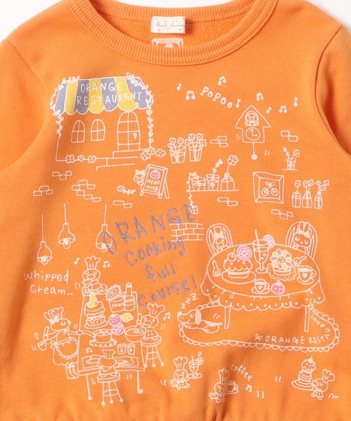 KP（ケーピー）の「【日本製】mimiちゃんオレンジレストランモチーフのトレーナー(100-130cm)（スウェット・キッズ・オレンジ/オートミール・110cm/100cm/120cm/130cm）」の4枚目の写真