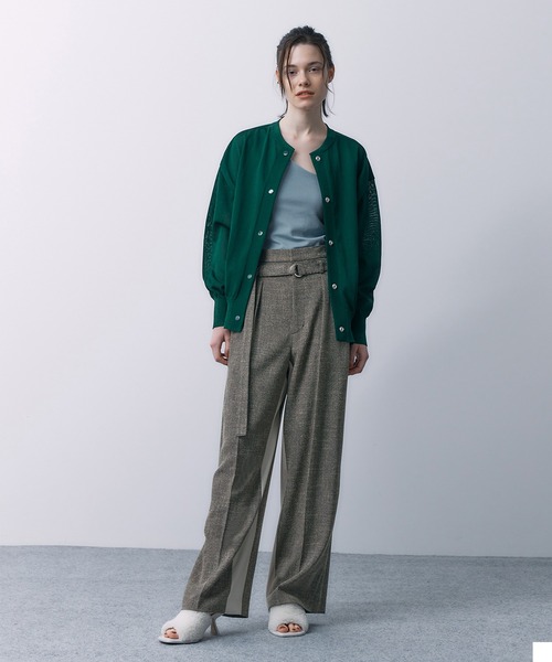 STUNNING LURE（スタニングルアー）の「ハイツイストニットブルゾン（ブルゾン・レディース・ホワイト/ライトブルー/グリーン/ライトグレー/グレイッシュベージュ/ブラック/ピンクベージュ/ブルー・MEDIUM/SMALL/S/M）」の20枚目の写真