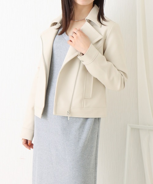 libelle more(リベル モア)の「フェイクレザー ライダースジャケット(ライダースジャケット・レディース・ブラック/ベージュ/アイボリー・L/M)」の11枚目の写真