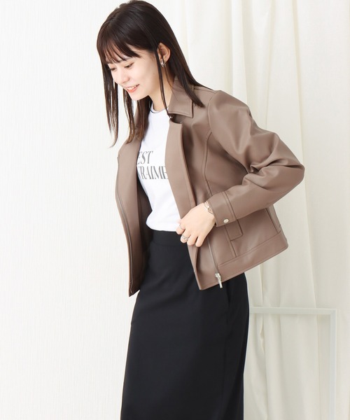 libelle more(リベル モア)の「フェイクレザー ライダースジャケット(ライダースジャケット・レディース・ブラック/ベージュ/アイボリー・L/M)」の12枚目の写真