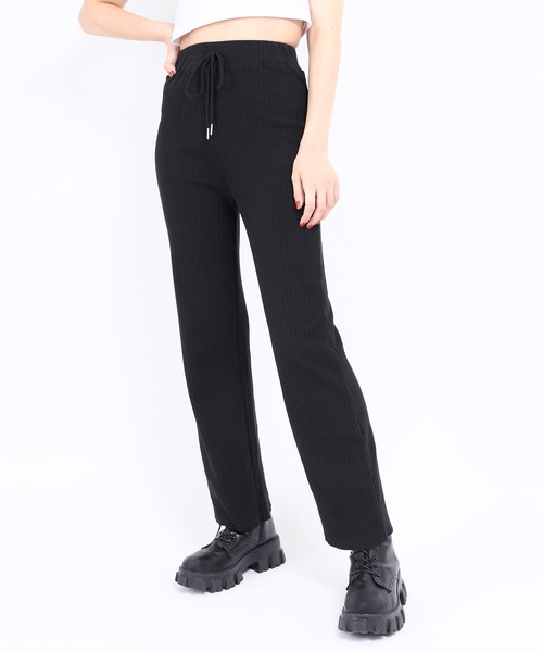 WC（ダブル シー）の「リブイージーパンツ（スラックス・レディース・ブラック/サックスブルー・FREE）」の2枚目の写真