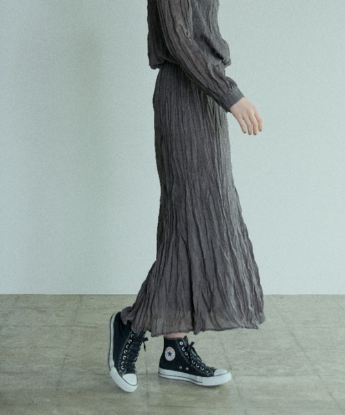 PUAL CE CIN（ピュアルセシン）の「【Du noir】ワッシャー加工スカート（スカート・レディース・チャコールグレー/ベージュ・FREE）」の2枚目の写真