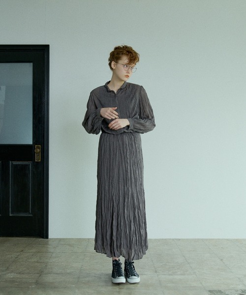 PUAL CE CIN（ピュアルセシン）の「【Du noir】ワッシャー加工スカート（スカート・レディース・チャコールグレー/ベージュ・FREE）」の8枚目の写真