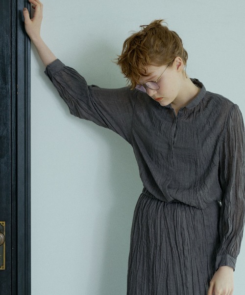 PUAL CE CIN（ピュアルセシン）の「【Du noir】ワッシャー加工スカート（スカート・レディース・チャコールグレー/ベージュ・FREE）」の4枚目の写真