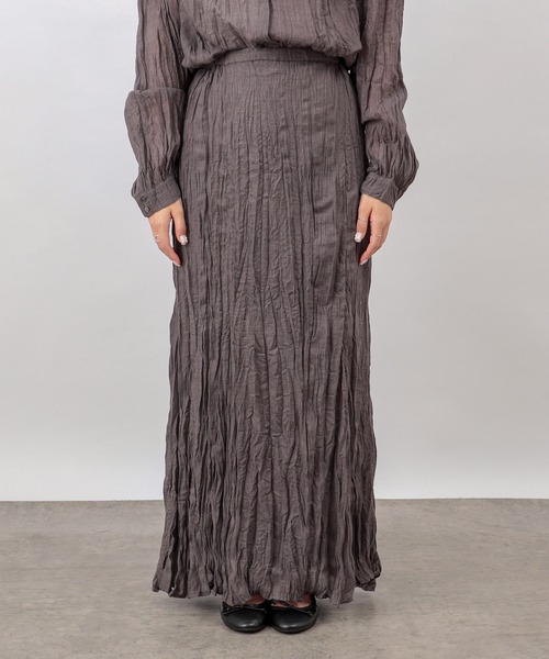 PUAL CE CIN（ピュアルセシン）の「【Du noir】ワッシャー加工スカート（スカート・レディース・チャコールグレー/ベージュ・FREE）」の14枚目の写真