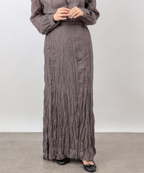 PUAL CE CIN（ピュアルセシン）の「【Du noir】ワッシャー加工スカート（スカート・レディース・チャコールグレー/ベージュ・FREE）」の9枚目の写真