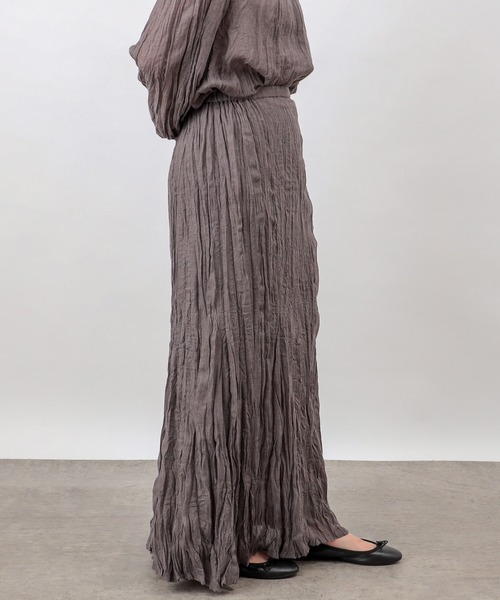 PUAL CE CIN（ピュアルセシン）の「【Du noir】ワッシャー加工スカート（スカート・レディース・チャコールグレー/ベージュ・FREE）」の5枚目の写真