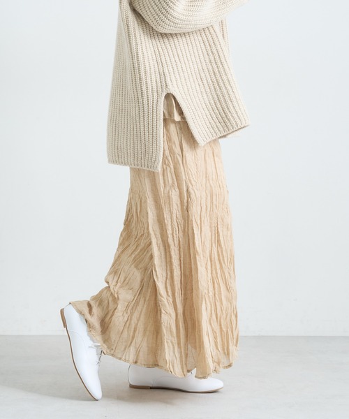 PUAL CE CIN（ピュアルセシン）の「【Du noir】ワッシャー加工スカート（スカート・レディース・チャコールグレー/ベージュ・FREE）」の3枚目の写真