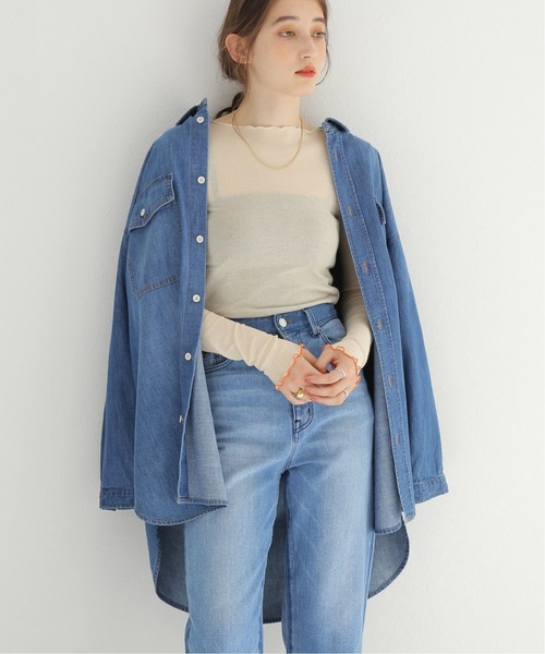 BASERANGE（ベースレンジ）の「【BASERANGE/ベースレンジ】PRE VEIN LONGSLEEVE：カットソー（Tシャツ/カットソー・レディース・アイボリー/ブルー・SMALL）」の15枚目の写真