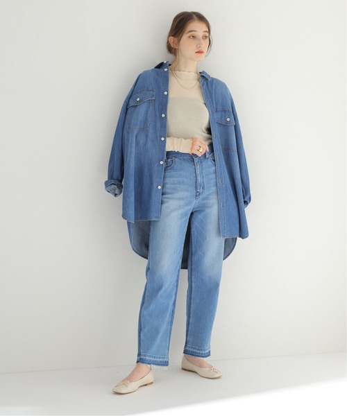 BASERANGE（ベースレンジ）の「【BASERANGE/ベースレンジ】PRE VEIN LONGSLEEVE：カットソー（Tシャツ/カットソー・レディース・アイボリー/ブルー・SMALL）」の8枚目の写真