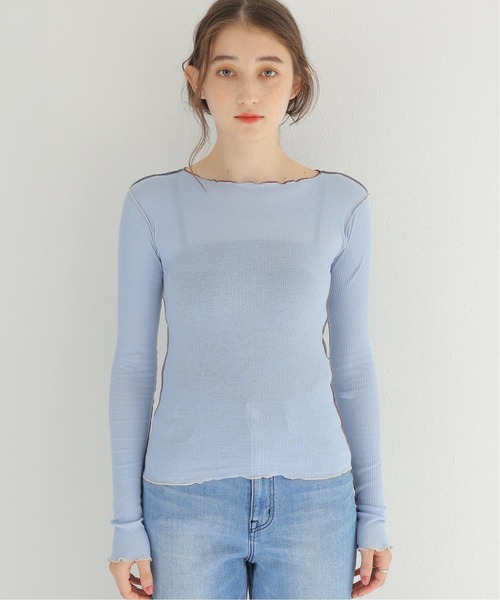 BASERANGE（ベースレンジ）の「【BASERANGE/ベースレンジ】PRE VEIN LONGSLEEVE：カットソー（Tシャツ/カットソー・レディース・アイボリー/ブルー・SMALL）」の5枚目の写真