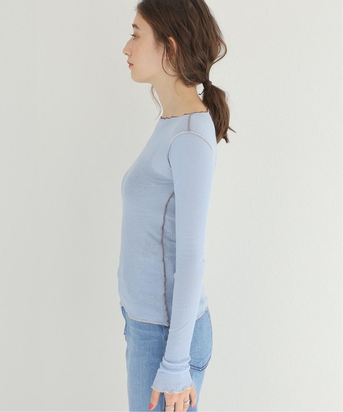 BASERANGE（ベースレンジ）の「【BASERANGE/ベースレンジ】PRE VEIN LONGSLEEVE：カットソー（Tシャツ/カットソー・レディース・アイボリー/ブルー・SMALL）」の3枚目の写真