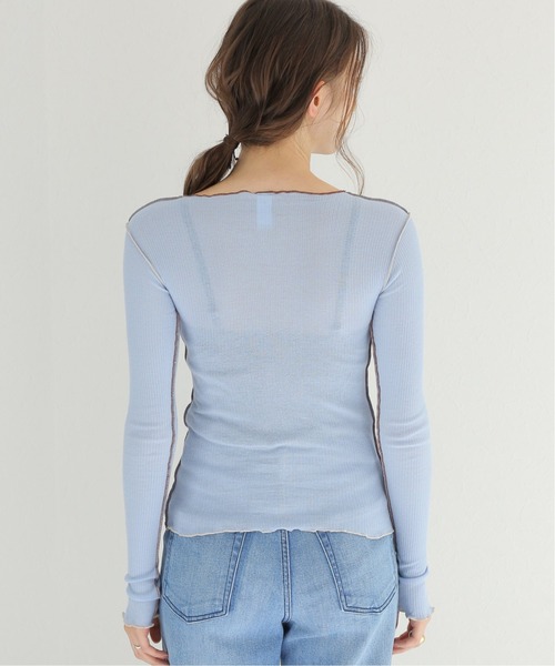 BASERANGE（ベースレンジ）の「【BASERANGE/ベースレンジ】PRE VEIN LONGSLEEVE：カットソー（Tシャツ/カットソー・レディース・アイボリー/ブルー・SMALL）」の13枚目の写真