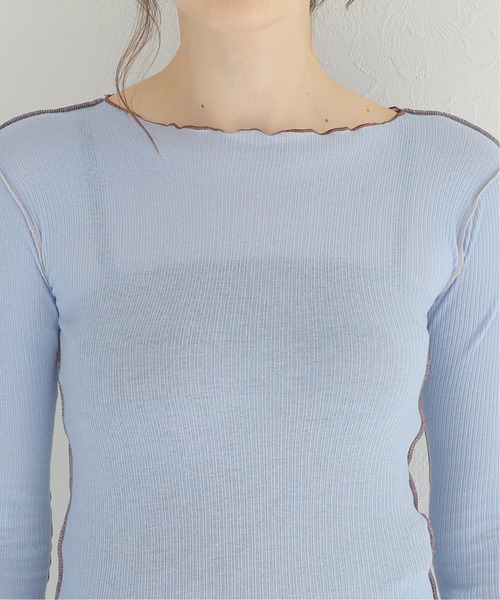 BASERANGE（ベースレンジ）の「【BASERANGE/ベースレンジ】PRE VEIN LONGSLEEVE：カットソー（Tシャツ/カットソー・レディース・アイボリー/ブルー・SMALL）」の17枚目の写真