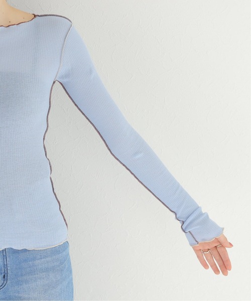 BASERANGE（ベースレンジ）の「【BASERANGE/ベースレンジ】PRE VEIN LONGSLEEVE：カットソー（Tシャツ/カットソー・レディース・アイボリー/ブルー・SMALL）」の12枚目の写真