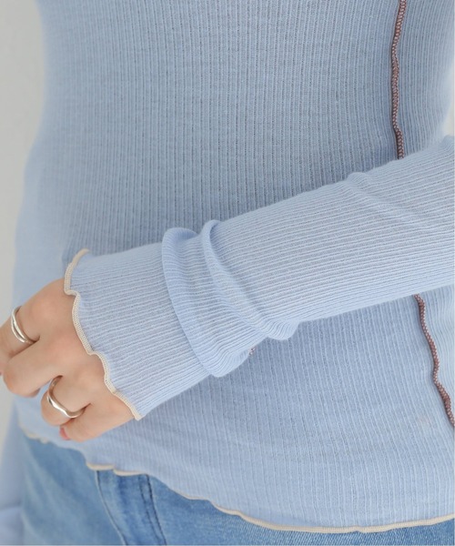 BASERANGE（ベースレンジ）の「【BASERANGE/ベースレンジ】PRE VEIN LONGSLEEVE：カットソー（Tシャツ/カットソー・レディース・アイボリー/ブルー・SMALL）」の9枚目の写真