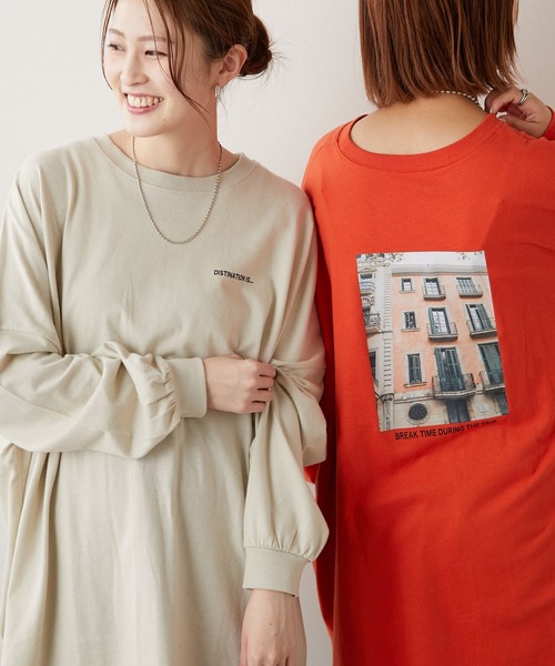 CIAOPANIC TYPY（チャオパニックティピー）の「バックフォトスーパーBIGチュニックTee（Tシャツ/カットソー・レディース・チャコールグレー/オフホワイト/オレンジ/グレー系その他・ONE SIZE）」の3枚目の写真