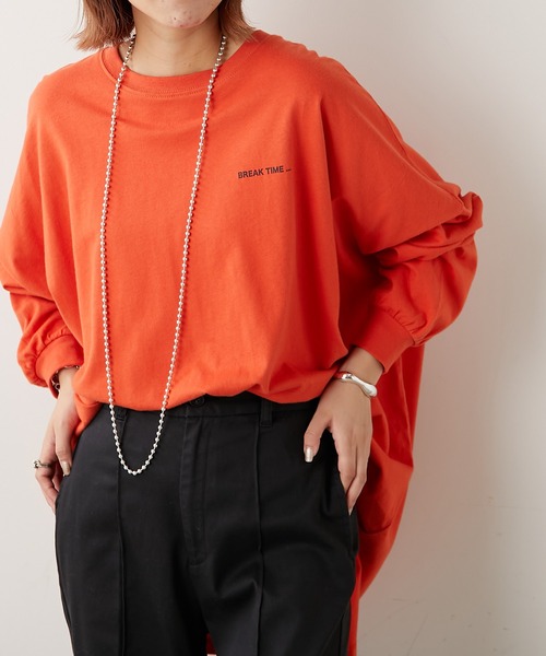 CIAOPANIC TYPY（チャオパニックティピー）の「バックフォトスーパーBIGチュニックTee（Tシャツ/カットソー・レディース・チャコールグレー/オフホワイト/オレンジ/グレー系その他・ONE SIZE）」の4枚目の写真