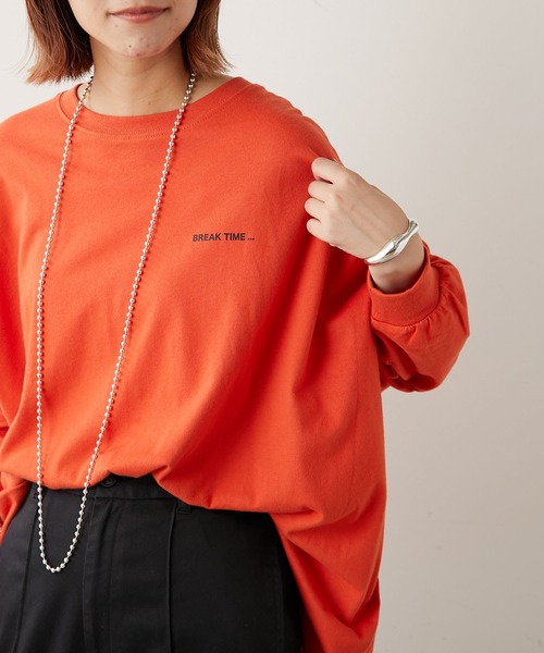 CIAOPANIC TYPY（チャオパニックティピー）の「バックフォトスーパーBIGチュニックTee（Tシャツ/カットソー・レディース・チャコールグレー/オフホワイト/オレンジ/グレー系その他・ONE SIZE）」の7枚目の写真