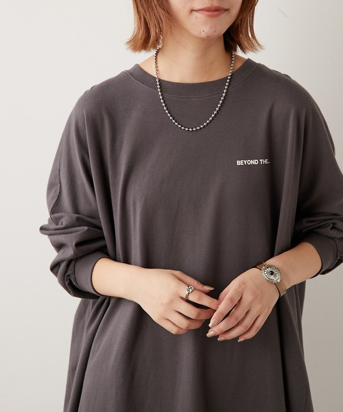 CIAOPANIC TYPY（チャオパニックティピー）の「バックフォトスーパーBIGチュニックTee（Tシャツ/カットソー・レディース・チャコールグレー/オフホワイト/オレンジ/グレー系その他・ONE SIZE）」の18枚目の写真