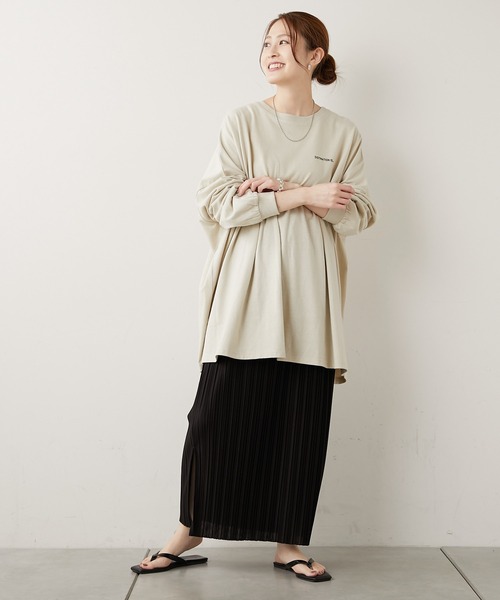 CIAOPANIC TYPY（チャオパニックティピー）の「バックフォトスーパーBIGチュニックTee（Tシャツ/カットソー・レディース・チャコールグレー/オフホワイト/オレンジ/グレー系その他・ONE SIZE）」の6枚目の写真