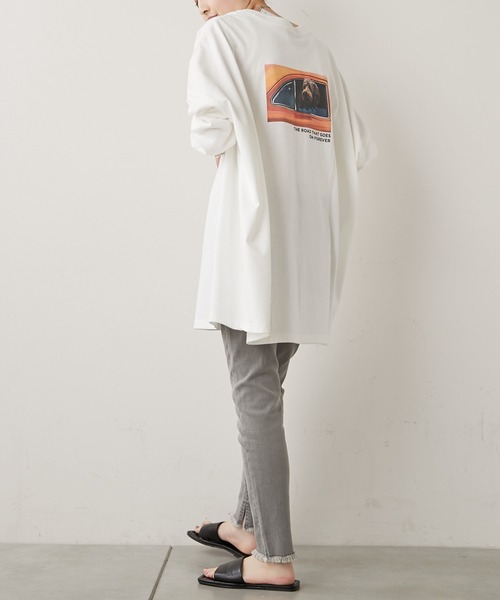 CIAOPANIC TYPY（チャオパニックティピー）の「バックフォトスーパーBIGチュニックTee（Tシャツ/カットソー・レディース・チャコールグレー/オフホワイト/オレンジ/グレー系その他・ONE SIZE）」の10枚目の写真