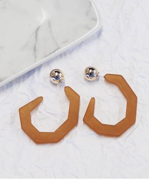 KONVINI(コンビニ)の「【ALP 】2wayアクリルピアス / 10007(ピアス(両耳用)・レディース・ホワイト/ベージュ/グリーン/ブルーグレー/ブラウン・FREE)」の4枚目の写真