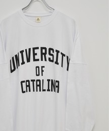 ドルマンスリーブ フロント＆バック プリント 袖リブ コットン ロング Tシャツ