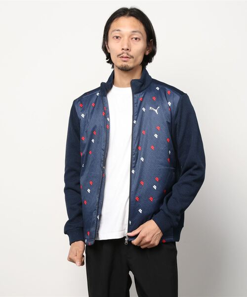 PUMA(プーマ)の「プーマ PUMA ゴルフコンビネーショングラフィックフルジップブルゾン_(ニット/セーター・メンズ・ネイビー/ブラック・M/LL/L)」の2枚目の写真