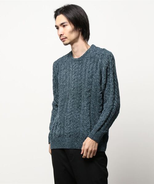 STYLEBLOCK（スタイルブロック）の「ポリモール総ケーブルクルーネックニット（ニット/セーター・メンズ・オートミール/タン/ブルー/ブラック・M/L）」の4枚目の写真