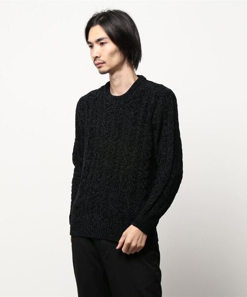 STYLEBLOCK（スタイルブロック）の「ポリモール総ケーブルクルーネックニット（ニット/セーター・メンズ・オートミール/タン/ブルー/ブラック・M/L）」の2枚目の写真