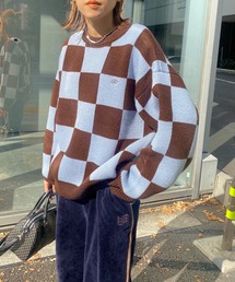 WHO'S WHO gallery | チェッカー／ボーダー切り替えビッグニット(ニット/セーター)