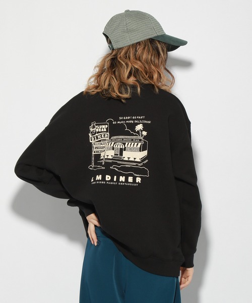 PBLIM（ページボーイリム）の「【PAGEBOYLIM】センダハナコラボダイナーグラフィック（スウェット・レディース・ブラック/グレー・MEDIUM/LARGE）」の4枚目の写真