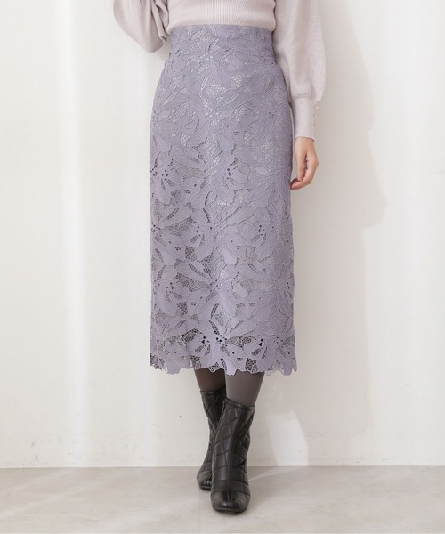 PROPORTION BODY DRESSING(プロポーションボディドレッシング)の「ロングナローレーススカート / 1212120001(スカート・レディース・ベージュ/オフホワイト/ブルー系その他・MEDIUM/SMALL)」の9枚目の写真