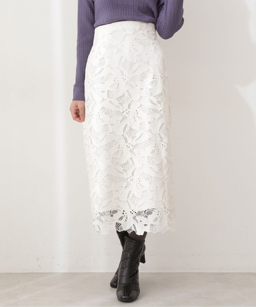 PROPORTION BODY DRESSING(プロポーションボディドレッシング)の「ロングナローレーススカート / 1212120001(スカート・レディース・ベージュ/オフホワイト/ブルー系その他・MEDIUM/SMALL)」の11枚目の写真