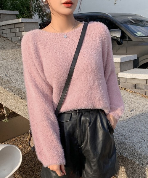 DAY CLOSET（デイ クローゼット）の「ゆるっとふんわり甘めシャギーニットトップス レディース（ニット/セーター・レディース・ホワイト/イエロー/ブルー/ピンク/ブルー系その他/ワイン/スモークピンク/グレイッシュベージュ/ブラック/ダークグレー/コバルトブルー・ONE SIZE）」の10枚目の写真