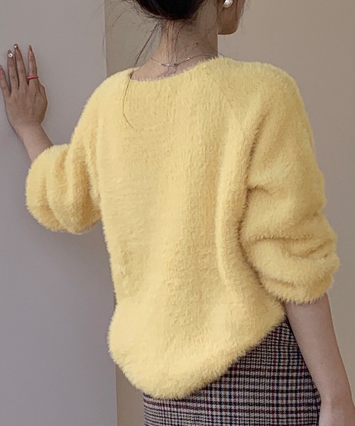 DAY CLOSET（デイ クローゼット）の「ゆるっとふんわり甘めシャギーニットトップス レディース（ニット/セーター・レディース・ホワイト/イエロー/ブルー/ピンク/ブルー系その他/ワイン/スモークピンク/グレイッシュベージュ/ブラック/ダークグレー/コバルトブルー・ONE SIZE）」の18枚目の写真