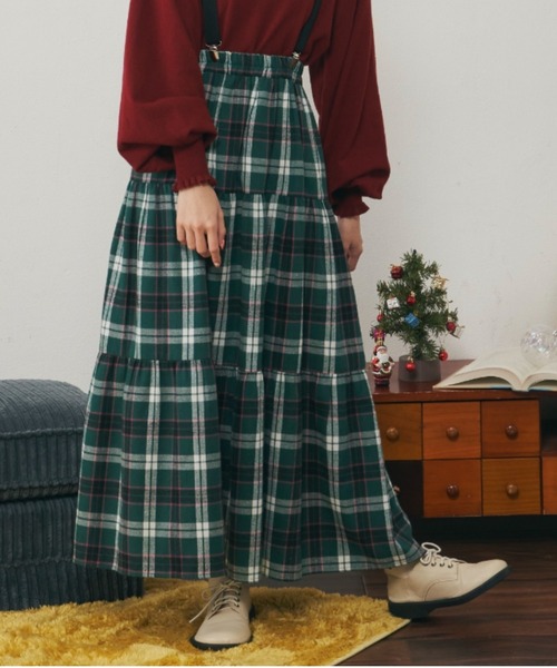 MERLOT(メルロー)の「チェックティアードスカート(スカート・レディース・ブルー/ブラウン/グリーン・FREE)」の1枚目の写真