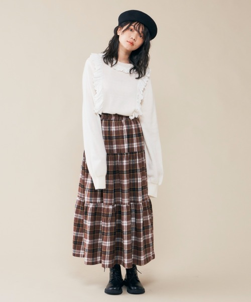 MERLOT(メルロー)の「チェックティアードスカート(スカート・レディース・ブルー/ブラウン/グリーン・FREE)」の17枚目の写真