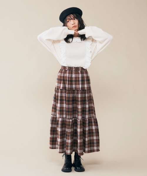 MERLOT(メルロー)の「チェックティアードスカート(スカート・レディース・ブルー/ブラウン/グリーン・FREE)」の18枚目の写真