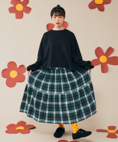 MERLOT(メルロー)の「チェックティアードスカート(スカート・レディース・ブルー/ブラウン/グリーン・FREE)」の5枚目の写真
