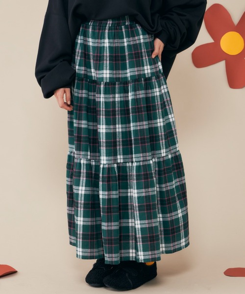 MERLOT(メルロー)の「チェックティアードスカート(スカート・レディース・ブルー/ブラウン/グリーン・FREE)」の7枚目の写真