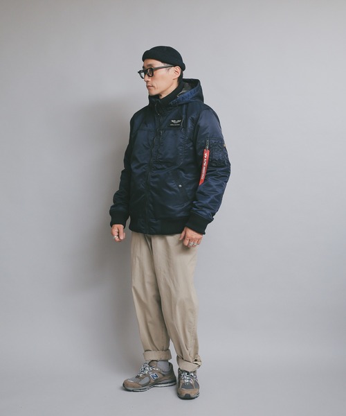 ALPHA アルファ フーデッドリブジャケット TA1571 フライトジャケット Alpha Industries 10％OFF【2L〜4L】ALPHA アルファ フーデッド