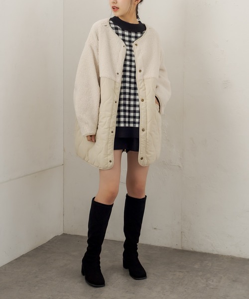 OLIVE des OLIVE（オリーブデオリーブ）の「ギンガムチュニックニット（ニット/セーター・レディース・ブラック/ベージュ/ネイビー/グリーン・FREE）」の13枚目の写真